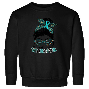 Discover Cervical Cancer Warrior Messy Bun Girl Design Sweatshirts