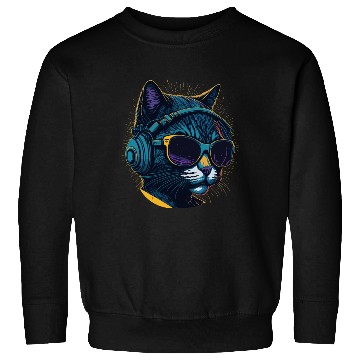 Discover Cool Sunglasses Headphone Galaxy Cat Sweatshirts
