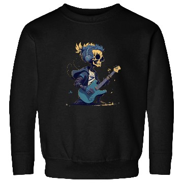 Discover Cool Skeleton Playing The Guitar Character Funny Sweatshirts