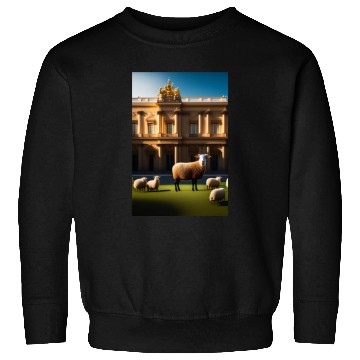 Discover sheep in baroque armor in front of palace made of Sweatshirts