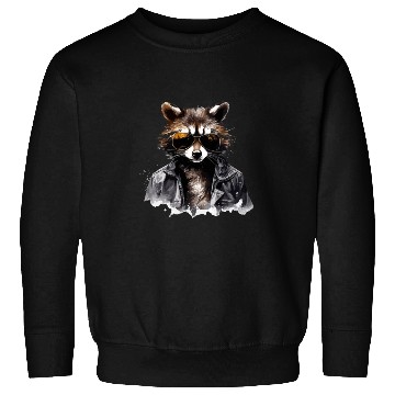 Discover Cool raccoon in black jacket Sweatshirts