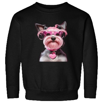Discover Schnauzer Wearing Pink Locking Heart Sweatshirts