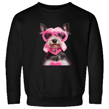 Discover Schnauzer wearing Pink & Silver Heart Sweatshirts