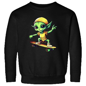Discover Green Alien Skateboarder: Intergalactic Moves Sweatshirts