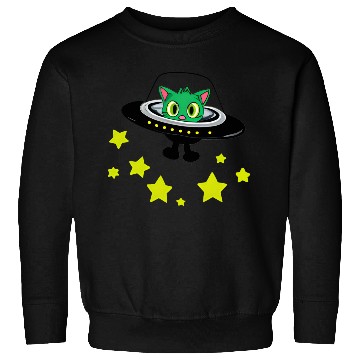 Discover Cat Alien In UFO With Stars Sweatshirts