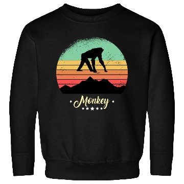 Discover Monkey Vintage Animals Retro Sunset Ape Sweatshirts