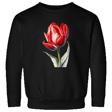 Discover a red tulip flower Watercolor Sweatshirts