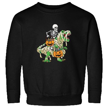 Discover Skeleton Dinosaur Pumpkin Lazy Creepy Halloween Sweatshirts