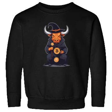 Discover Halloween Bitcoin Wizard Bull Sweatshirts