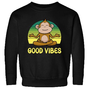 Discover Meditating Monkey Retro Sunset Sweatshirts