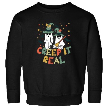 Discover Retro Vintage Ghost Witch Lazy Creepy Halloween Sweatshirts