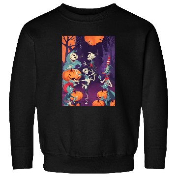 Discover Funny Skeletons Dance on Halloween Party Sweatshirts