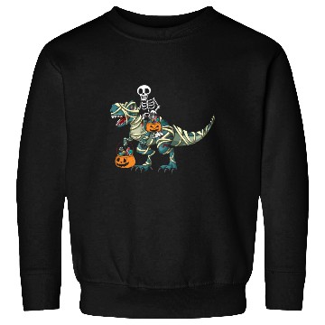 Discover Skeleton Dinosaur Pumpkin Cool Creepy Halloween Sweatshirts