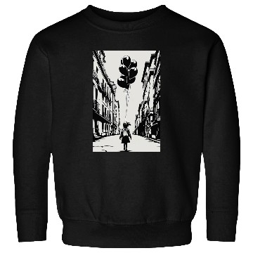 Discover Girl Chasing Balloons Artwork Sweatshirts
