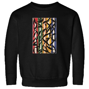 Discover Striped Abstract Painting with Leaves Sweatshirts