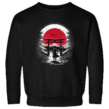 Discover Moonlit Meadow Samurai Illustration Sweatshirts