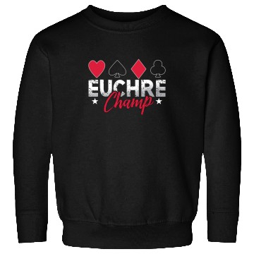 Discover Euchre Champ Playing Cards Pinochle Board Game Sweatshirts