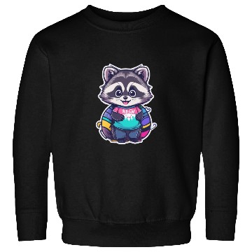 Discover Kawai Happy Raccoon Sweatshirts