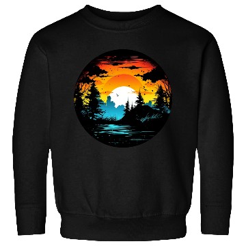 Discover Riverside Twilight in the Forest Sweatshirts