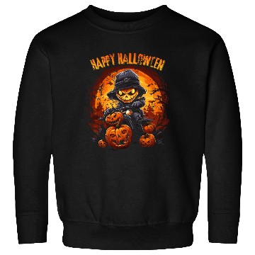 Discover Halloween Pumpkin Riding Motorcycle Rider Sweatshirts