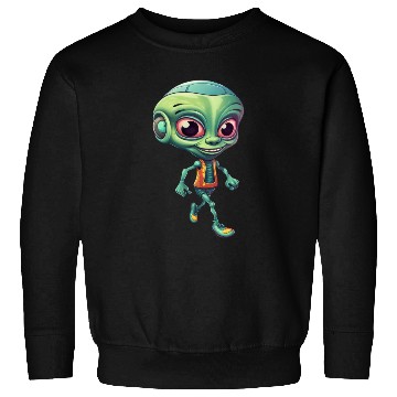 Discover Funny Green Alien: Humorous Space Design Sweatshirts