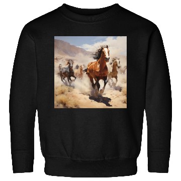 Discover wild horses running in the desert Sweatshirts