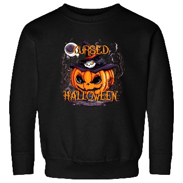 Discover Cursed Halloween scary pumpkin with hat Sweatshirts