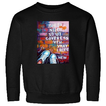 Discover Sneaker Street Art: Rebel Typography on Brick Wal Sweatshirts