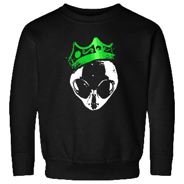 Discover King Alien Green Crown Funny Ufo Science Fiction Sweatshirts
