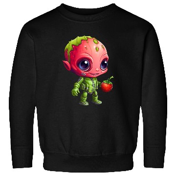 Discover Strawberry Alien: Green & Red in Harmony Sweatshirts