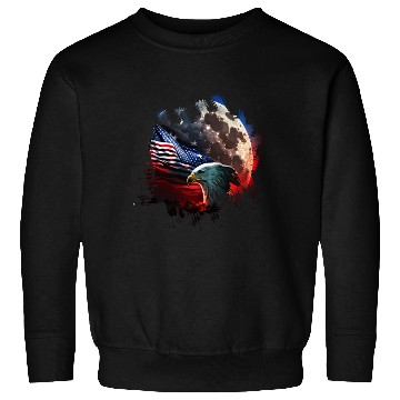 Discover America eagle under Moon with American Flag Sweatshirts