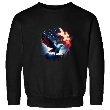 Discover America eagle under Moon with American Flag Sweatshirts