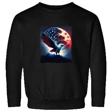 Discover America eagle under Moon with American Flag Sweatshirts