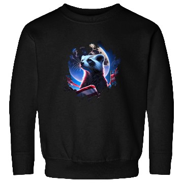 Discover America ferret under Moon with American Flag Sweatshirts