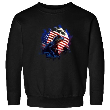 Discover America lizard under Moon with American Flag Sweatshirts