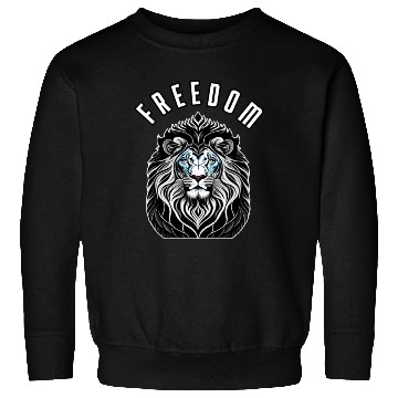 Discover Freedom Roars: Lion Head Logo with 'Freedom' Word Sweatshirts