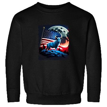 Discover America sheep under Moon with American Flag Sweatshirts