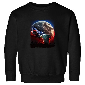 Discover America eagle under Moon with American Flag Sweatshirts