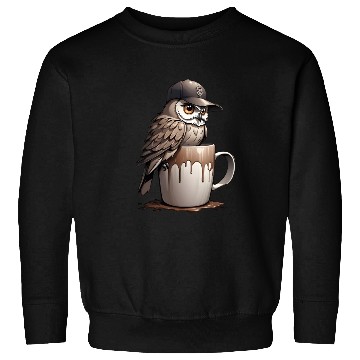 Discover Cute owl with coffee and cap Sweatshirts