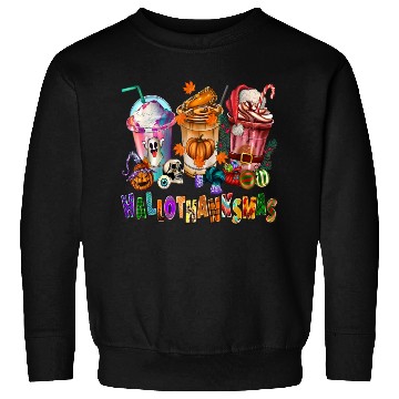 Discover Happy Hallothanksmas Coffee Latte Halloween Sweatshirts