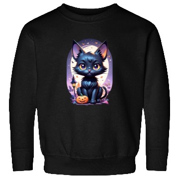 Discover Black Cat With a jack-o-lantern Halloween Design Sweatshirts