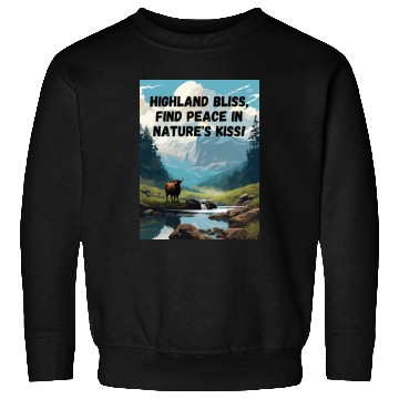 Discover Highland Mountain Landscape with a highland cow Sweatshirts