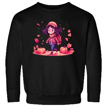Discover Autumn Serenity: 'Girl in Fall' Apparel Sweatshirts