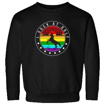 Discover Golf Sweatshirts, I Suck At Golf Unicorn Rainbow Retro