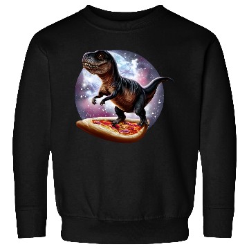 Discover Dinosaurs on pizza through space Sweatshirts