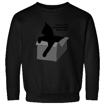 Discover Procrastinating Black Cat in Box Sweatshirts