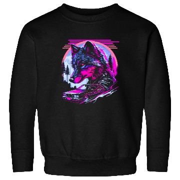 Discover Retro Synthwave Gangster Wolf Sweatshirts