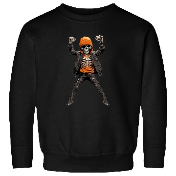 Discover Skeleton in Orange is Dancing with Hands Up Sweatshirts