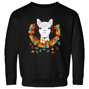 Discover decorated alpaca in an autumnal setting Sweatshirts