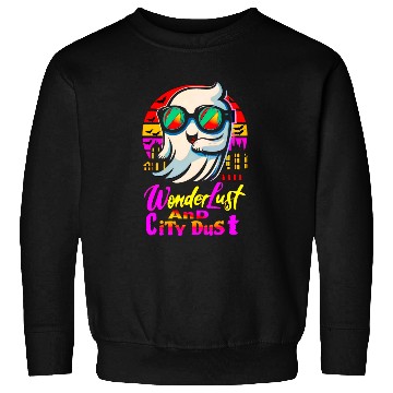 Discover Halloween Ghost with Wanderlust avoiding City Dust Sweatshirts